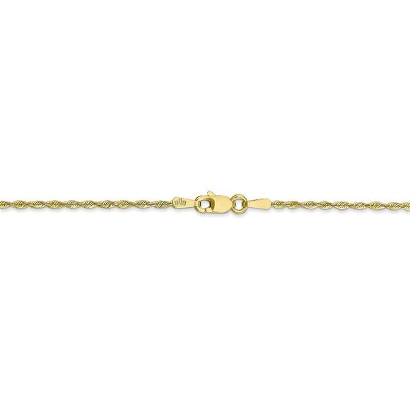 1.5mm, 10k Yellow Gold Lightweight D/C Rope Chain Necklace, 24 Inch - Picture 4 of 8